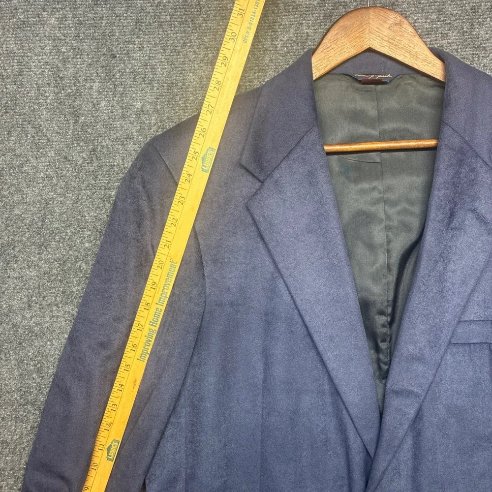 Vintage Wm. F. Farah Blazer Sport Coat Mens 46R Blue Faux Suede Retro 70s